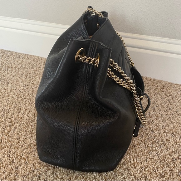 Authentic Black Leather Gucci Chain Soho Hobo Bag - Picture 5 of 15